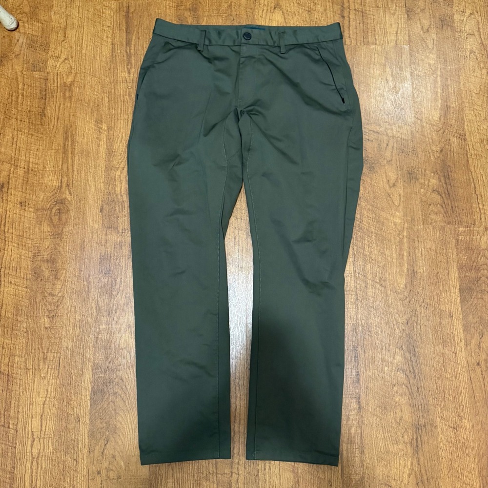 TAYLRD Performance Chino Pants Mens 33x30 Green Slim Fit Golf Casual Trousers
